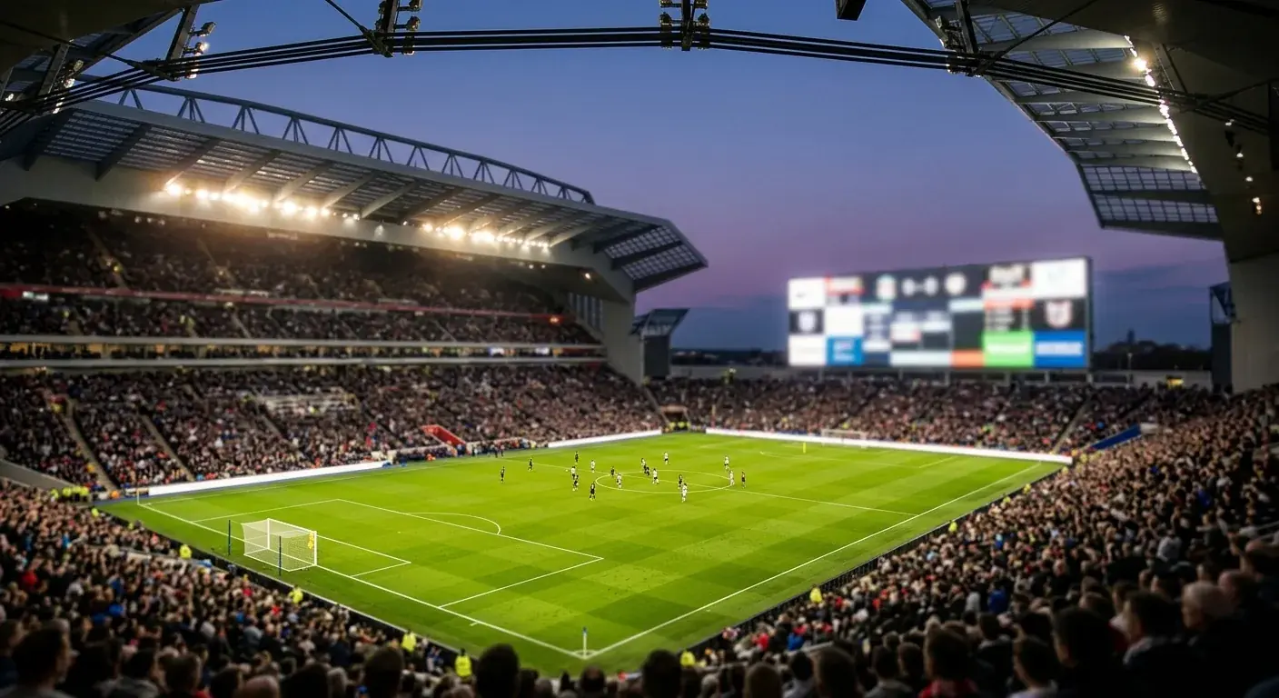 Volles WM-Stadion bei Flutlicht mit Wettquoten-Anzeigetafel im Hintergrund, symbolisch für die Prognosen zum 3. Spieltag der WM 2026.